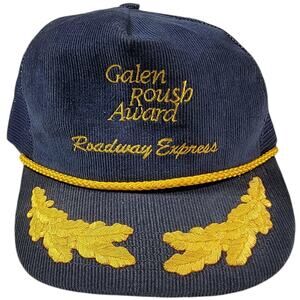 VTG Roadway Express Galen Roush Award Hat Navy Corduroy Snapback Scrambled Eggs